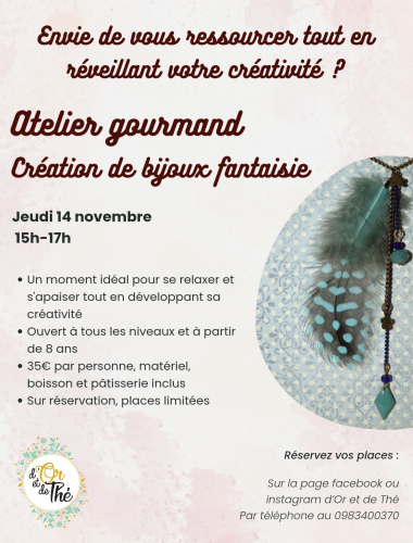 Atelier gourmand - Création de bijoux fantaisie - Quimperlé Le 14 nov 2024