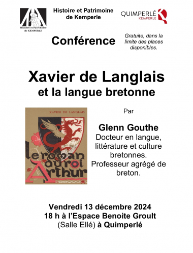 Conférence sur Xavier de Langlais et la langue bretonne... Le 13 déc 2024